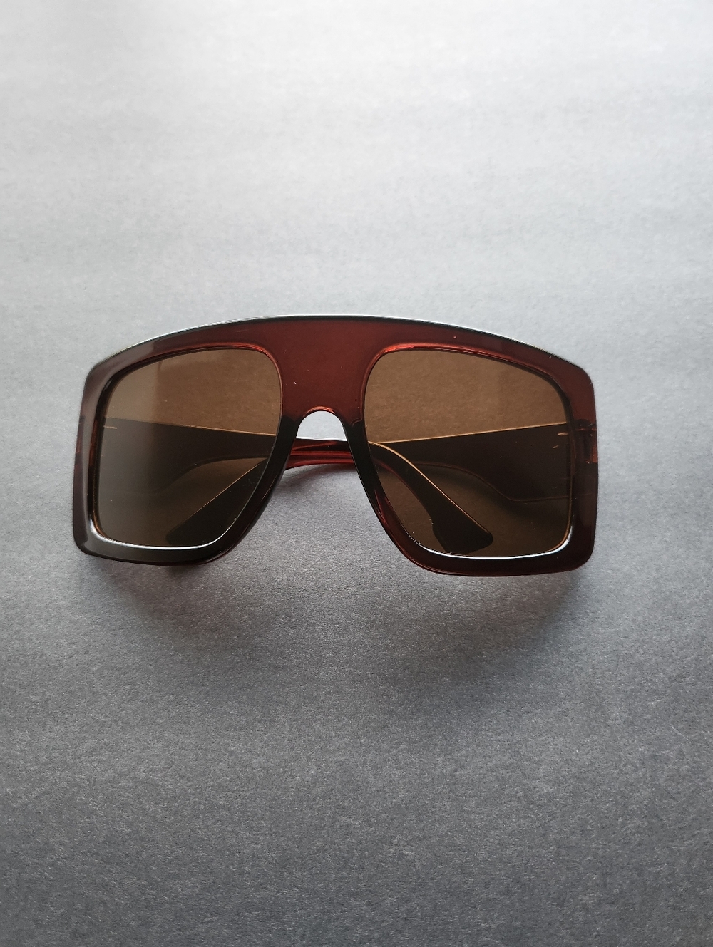 Retro Rectangle Brown Tinted Sunglasses